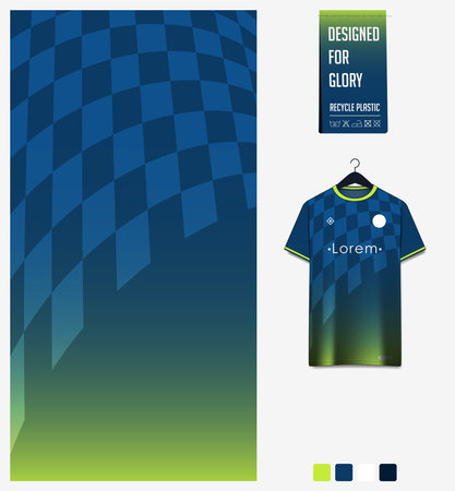 Soccer jersey template design. Abstract soccer jersey pattern on blue background. Vector Illustrationのイラスト素材