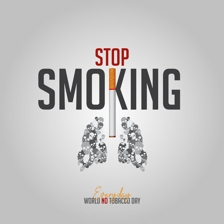 May 31st World No Tobacco Day concept design. No Smoking Day poster. Quit smoking for awareness banner. Stop smoking concept.  Vector Illustration.のイラスト素材
