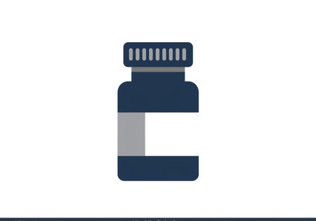 Illustration of the letter C with a pill bottle on a white backgroundの素材