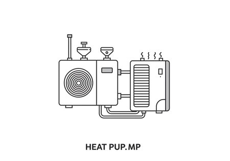Heat pump icon. Vector illustration in thin line style isolated on white background.の素材