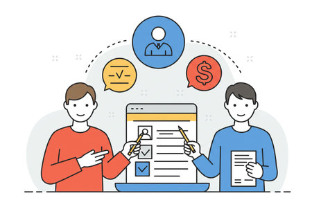 Concept of online survey, questionnaire form, questionnaire form. Vector illustrationの素材