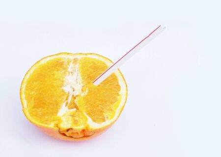 A straw in orangeの写真素材