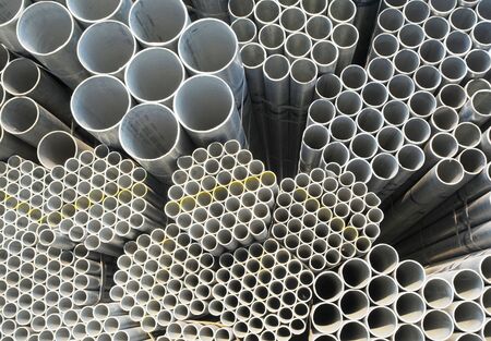 Close up on a stack of industrial pipesの写真素材