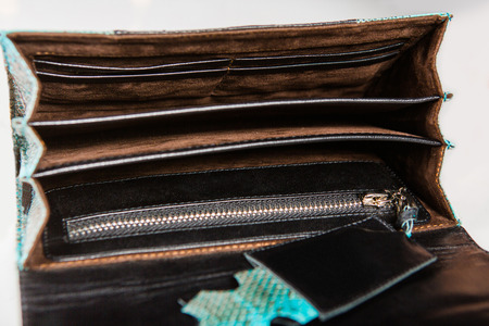 clutch purse with several compartments with soft materialの写真素材