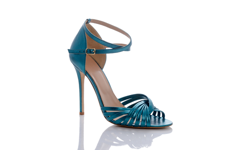 beautiful turquoise color sandals for summer glossyの写真素材