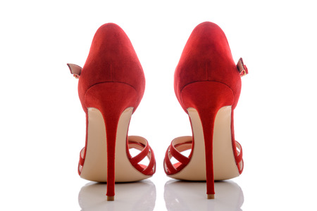 beautiful and stylish and modern sandals in redの写真素材