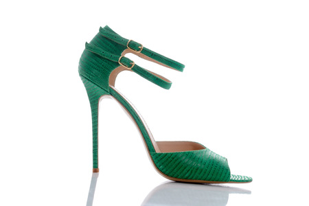 green sandals with original double claspの写真素材