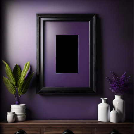 Mock up Poster frame in interior background, 3D render Illustrationの素材
