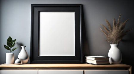 Mock up poster frame in modern interior background, 3d renderの素材