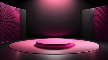 pink podium in the dark room, 3d rendering mock upの素材