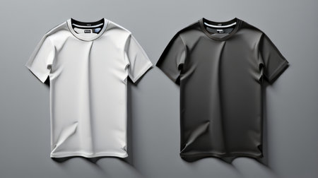 Blank white and black t-shirt mockup, front and back viewの素材