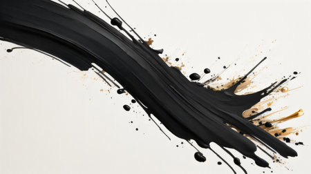 Black paint splashes isolated on white background. 3d illustration.の素材