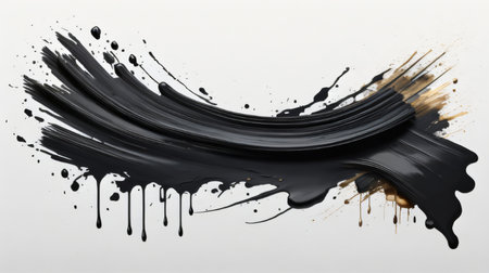 Black paint splashes isolated on white background. 3d illustration.の素材