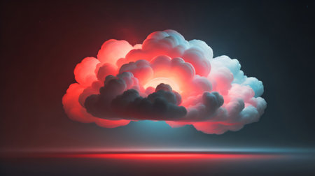 3D Illustration of a Red Cloud with Light on the Backgroundの素材
