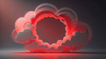 3d rendering of abstract background with clouds in red and orange colorsの素材