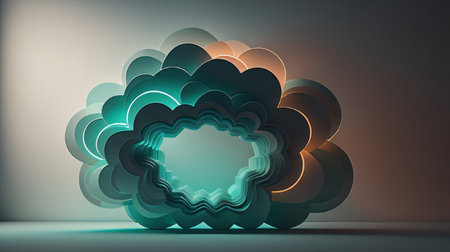 3d illustration of abstract geometric shapes in dark background. Minimal style.の素材