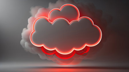 3d render of cloud with red lights over dark background, abstract backgroundの素材