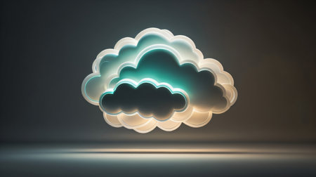 3D rendering of a cloud in the dark. Cloud computing conceptの素材