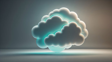 3d rendering of a cloud on a dark background with blue lightの素材