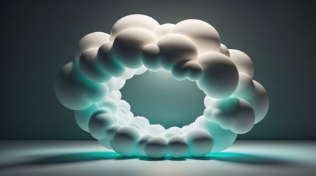 3d render, abstract background with white balls, 3d illustrationの素材