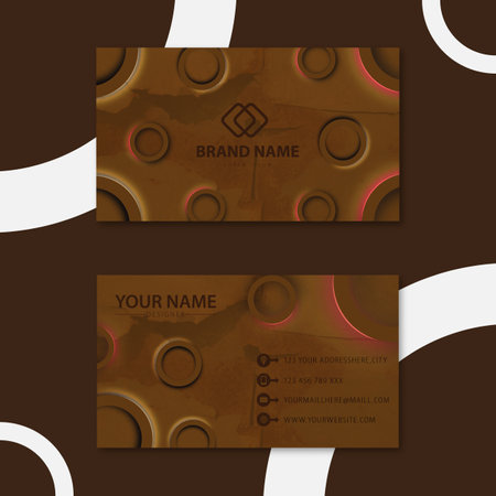 Business card template in brown color with abstract background. Vector illustration.のイラスト素材