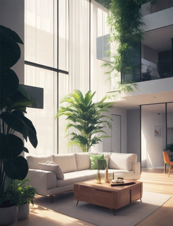 Modern bright interiors apartment 3D rendering computer generated image not photosの素材