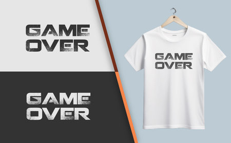 Gameo Over Over Over Over White T-Shirt Designのイラスト素材