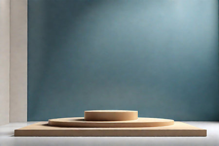 3d render of abstract geometric forms. Minimalistic scene with podium for product presentation.の素材