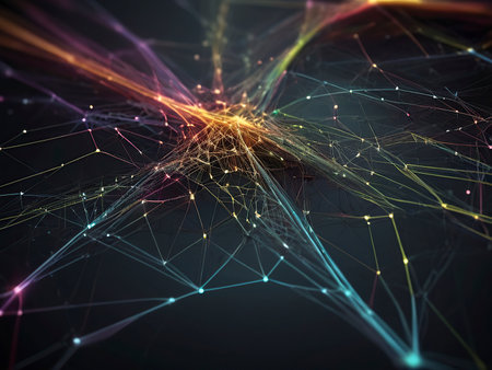 3d rendering of abstract digital technology background. Network connection structure.の素材