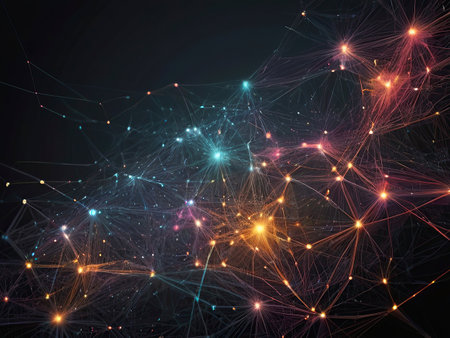 Abstract technology background with connection lines and dots. 3D Renderingの素材
