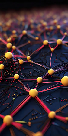 Abstract 3d rendering of chaotic structure. Science and technology background.の素材