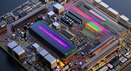 Close-up of electronic circuit board. Technology and electronics concept.