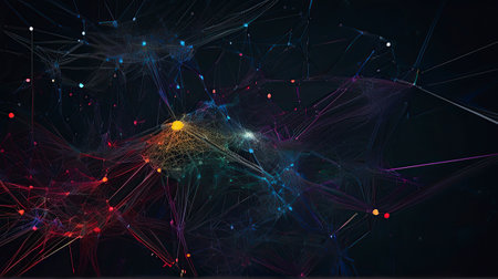 Abstract 3d rendering of chaotic particles. Futuristic technology style. Elegant background for business presentations.の素材