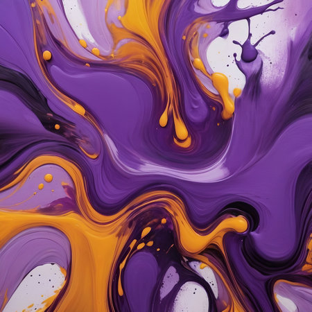 Abstract background of oil paint in purple, orange and yellow colors.の写真素材