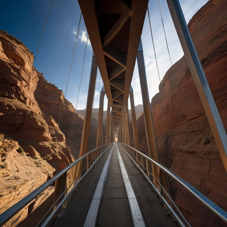 Cable-stayed bridge in Capitol Reef National Park, United Statesの写真素材