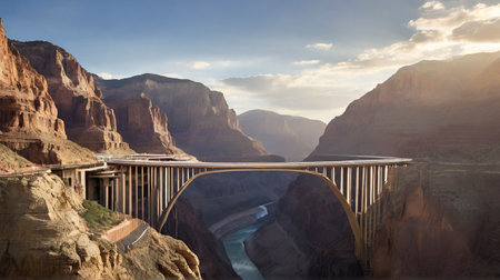 Horseshoe Bend Bridge over Colorado River, Arizona, USAの写真素材