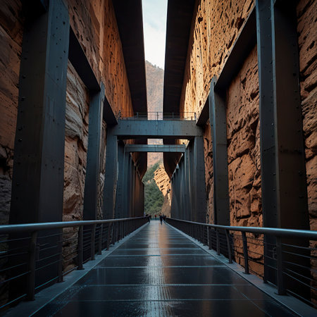 The Bridge of Love is a pedestrian bridge that spans the Colorado River in the Grand Canyon National Park.の写真素材