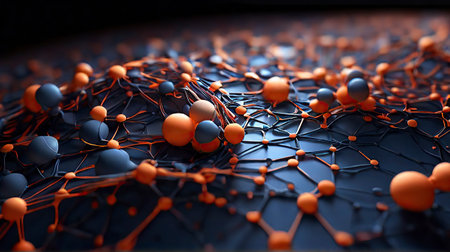 Molecule structure background. 3d rendering, 3d illustration.の素材