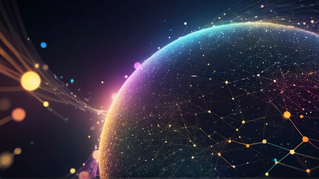 Global network connection and data exchanges over the world. 3D renderingの素材