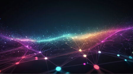 Abstract technology background. Network connection structure. Big data visualization. 3D renderingの素材