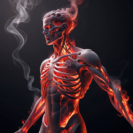 3d rendered illustration of a female skeleton with a smoke coming out