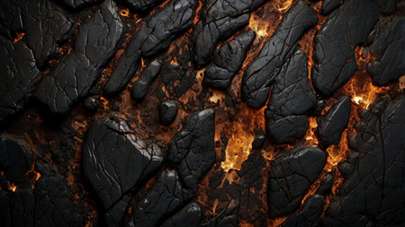 Burning lava on a black background. 3d rendering, 3d illustration.の写真素材