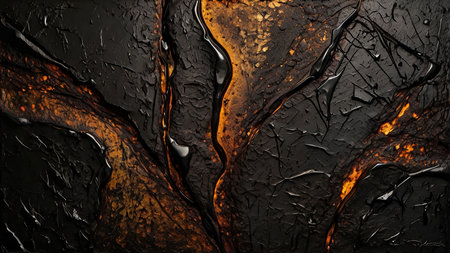 Black and orange abstract background. Oil painting on canvas. Close-up.の写真素材