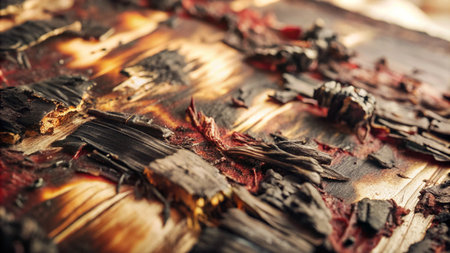 Burning firewood close-up. Burned wood background.