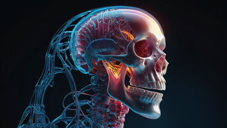 Human Skeleton Skull Anatomy For Medical Concept 3D Illustrationの写真素材