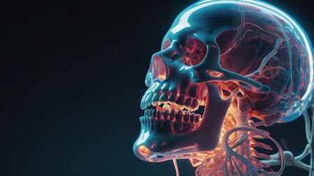 Human Skeleton Skull Anatomy For Medical Concept 3D Illustrationの写真素材