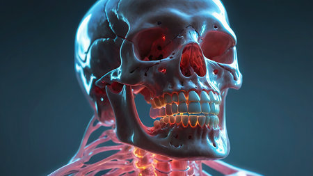 Human Skeleton Skull Anatomy For Medical Concept 3D Illustrationの写真素材