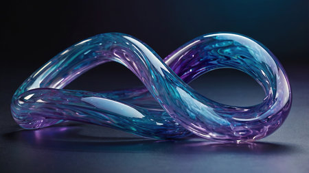 3D illustration of a blue water ring in the form of an infinity signの写真素材