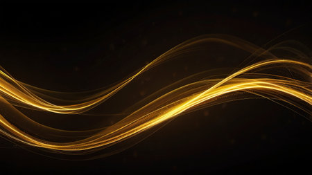 Abstract gold wave on black background. Vector illustration for your design.の写真素材