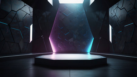 Futuristic Sci-Fi Background. Futuristic Sci-Fi Background. 3D Renderingの写真素材